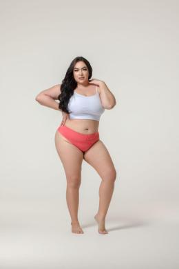 Letícia - 0113 - Fio Dental Duplo Plus Size - Cós Alto - Em Microfibra Poliamida.