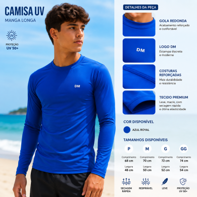 Camisa Masculina Juvenil Poliamida UV 50+