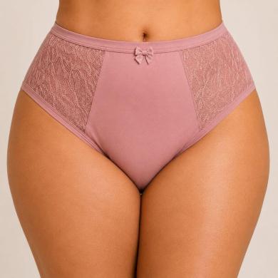 129 - Mayara - Calcinha Plus Size - Poliamida Com Detalhe em Renda